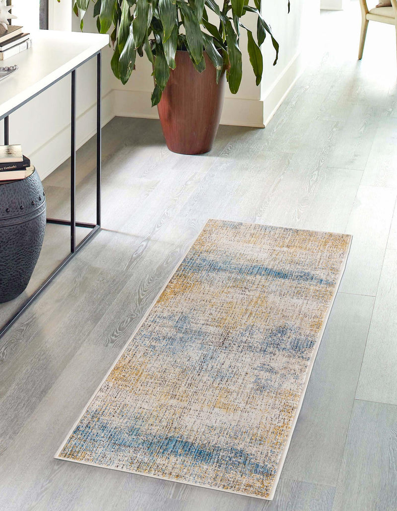 Sahara Elegance Collection Area Rug - Tangier Runner Blue Ivory lifestyle 34