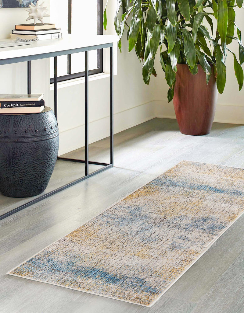 Sahara Elegance Collection Area Rug - Tangier Runner Blue Ivory lifestyle 40