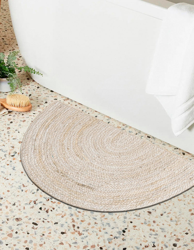 Woven Seaside Jute Collection Area Rug - Savannah (White) Hearth White lifestyle 55
