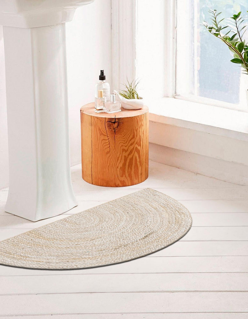 Woven Seaside Jute Collection Area Rug - Savannah (White) Hearth White lifestyle 71