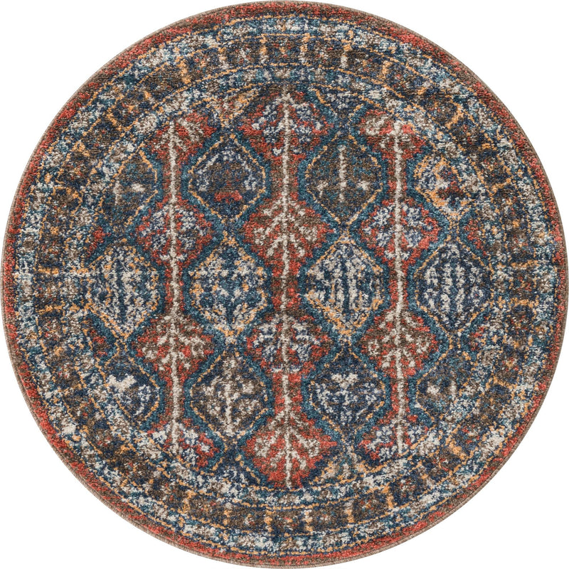 Mediterranea Elegance Collection Area Rug - Amalfi Round Rust Red lifestyle 9