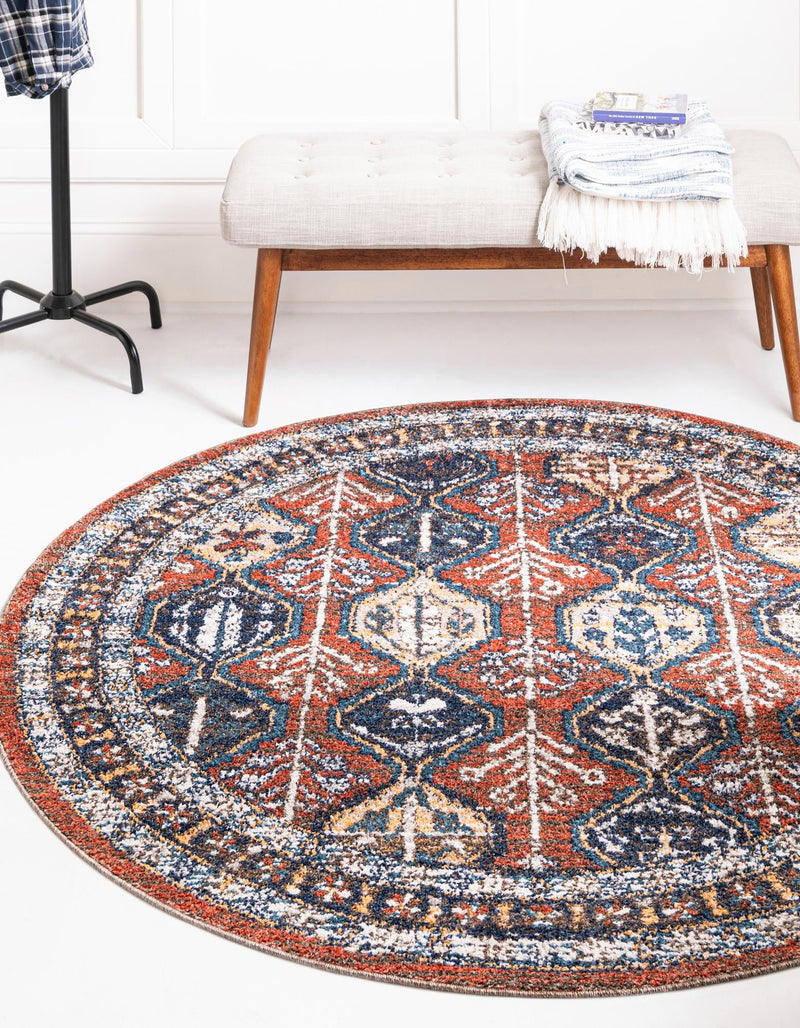 Mediterranea Elegance Collection Area Rug - Amalfi Round Rust Red lifestyle 12