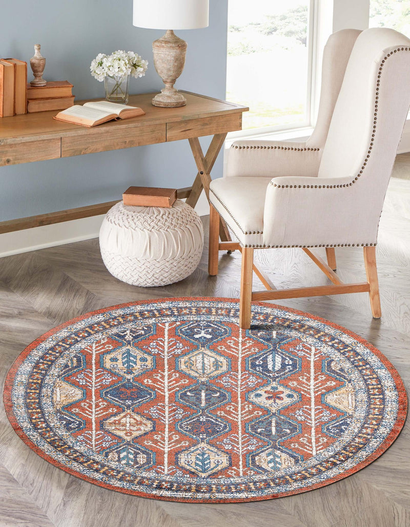 Mediterranea Elegance Collection Area Rug - Amalfi Round Rust Red lifestyle 20