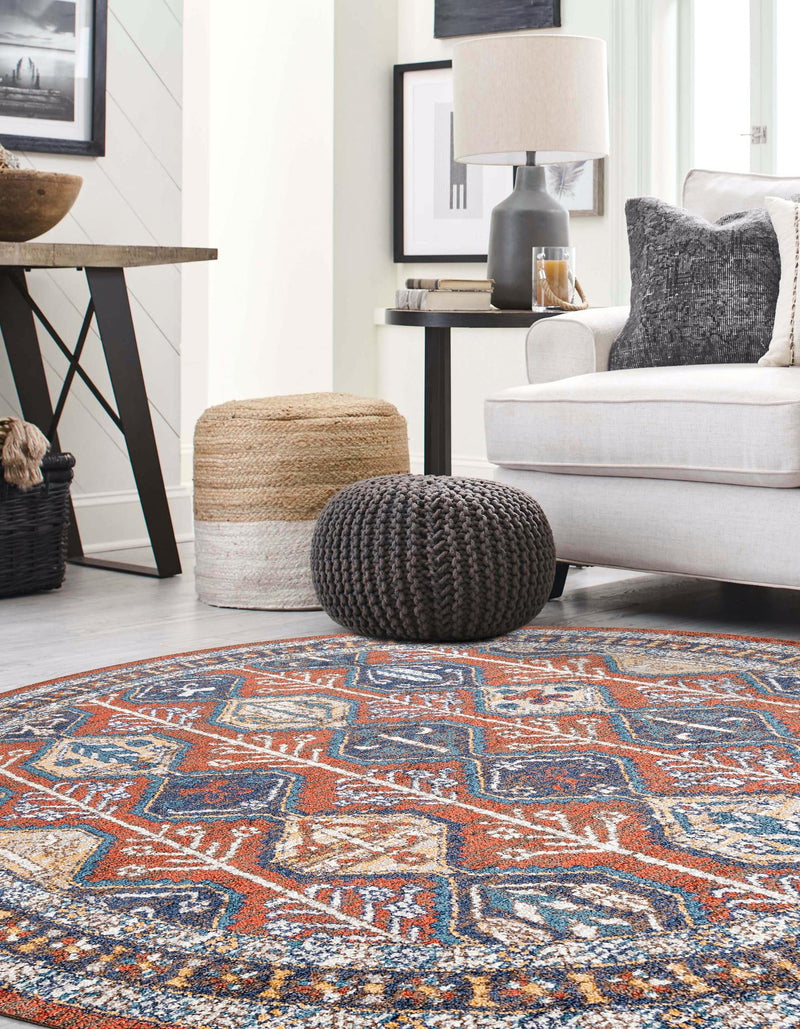 Mediterranea Elegance Collection Area Rug - Amalfi Round Rust Red lifestyle 22