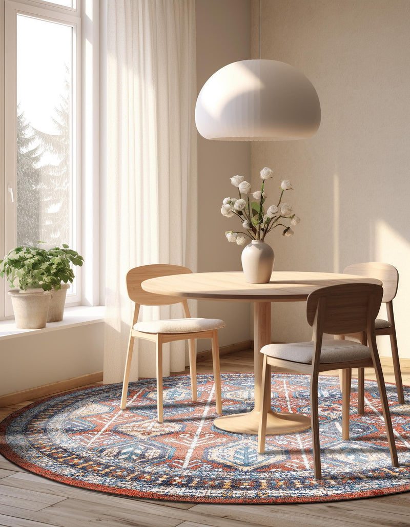 Mediterranea Elegance Collection Area Rug - Amalfi Round Rust Red lifestyle 23