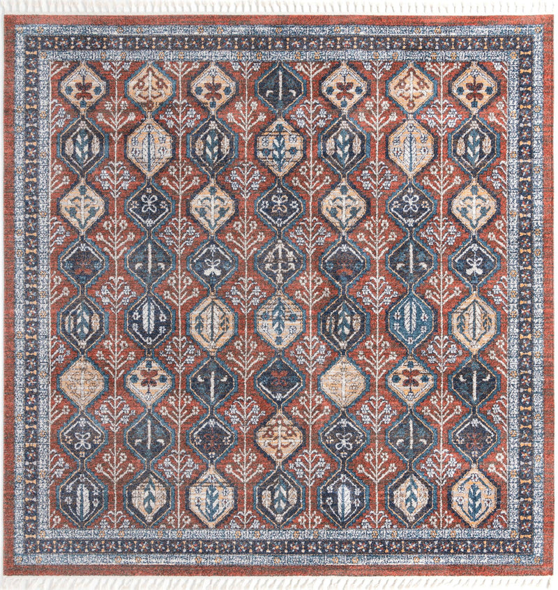 Mediterranea Elegance Collection Area Rug - Amalfi Square Rust Red lifestyle 10