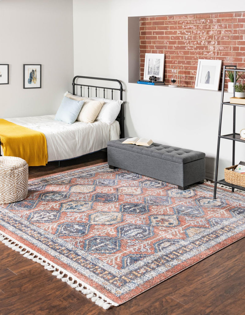 Mediterranea Elegance Collection Area Rug - Amalfi Square Rust Red lifestyle 16