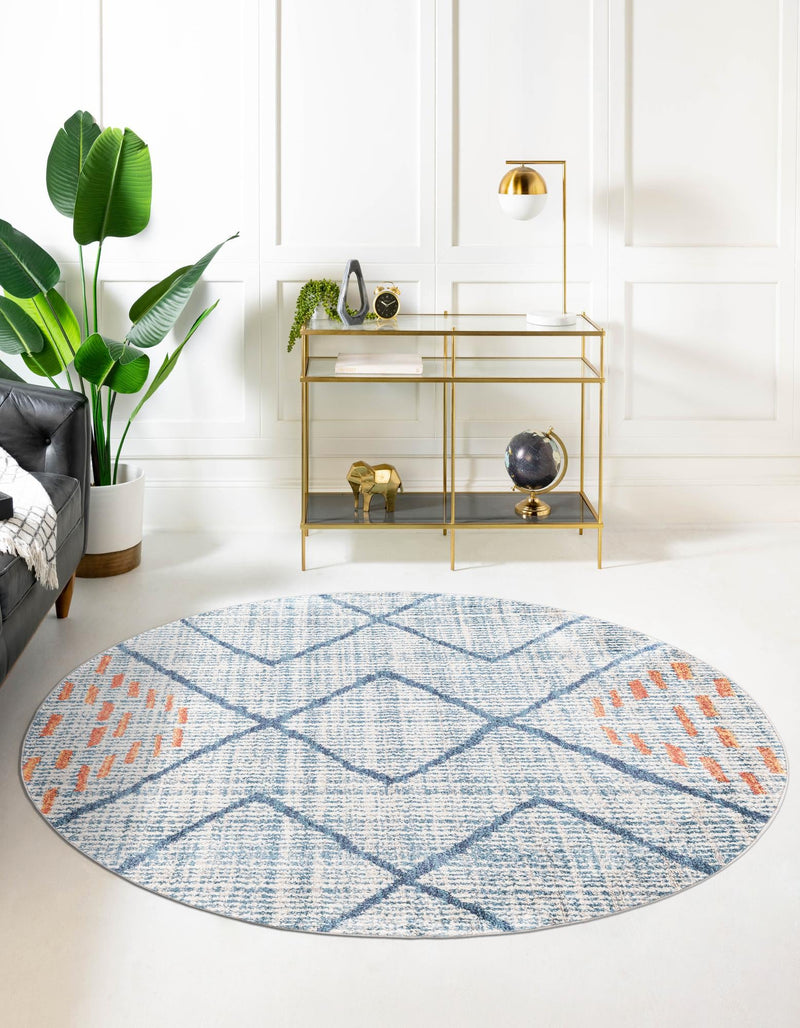 Mediterranea Elegance Collection Area Rug - Taormina Round Blue lifestyle 31