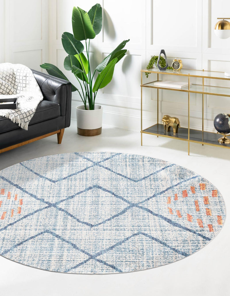Mediterranea Elegance Collection Area Rug - Taormina Round Blue lifestyle 37