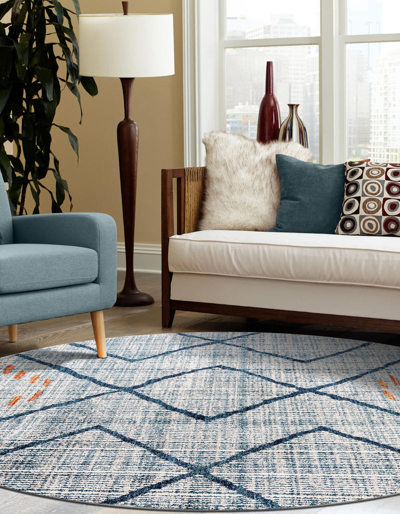 Mediterranea Elegance Collection Area Rug - Taormina Round Blue lifestyle 41