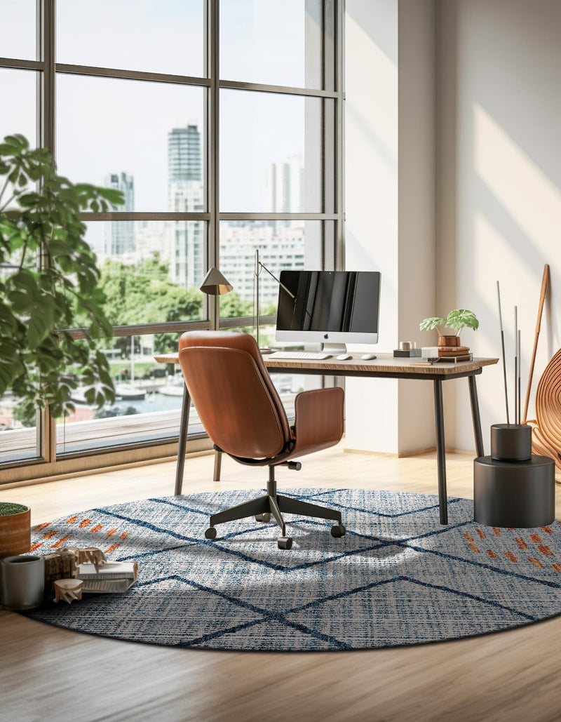 Mediterranea Elegance Collection Area Rug - Taormina Round Blue lifestyle 43