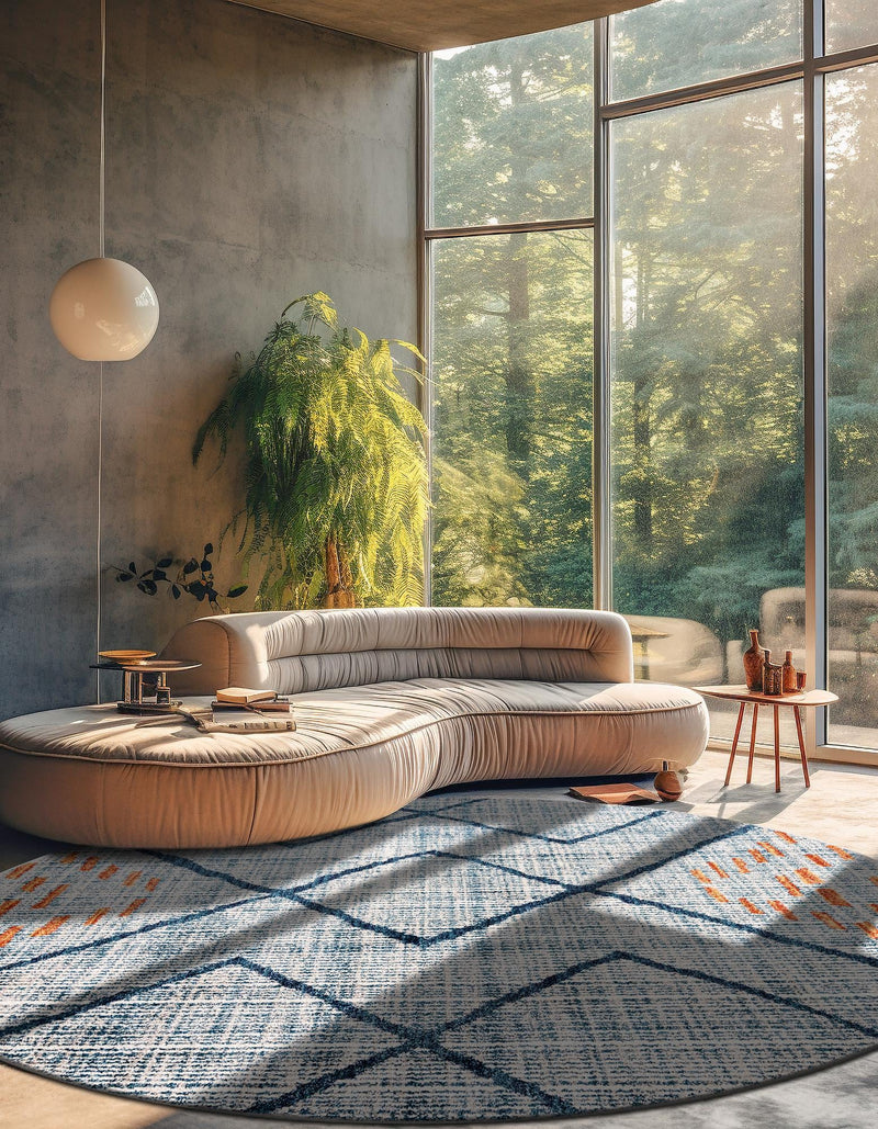 Mediterranea Elegance Collection Area Rug - Taormina Round Blue lifestyle 47