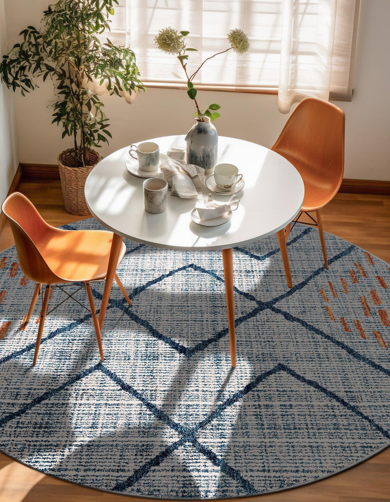 Mediterranea Elegance Collection Area Rug - Taormina Round Blue lifestyle 49