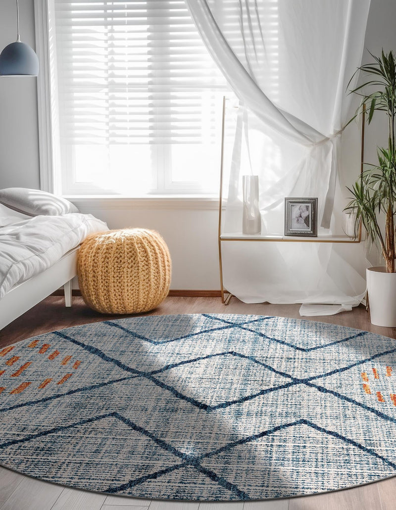 Mediterranea Elegance Collection Area Rug - Taormina Round Blue lifestyle 51