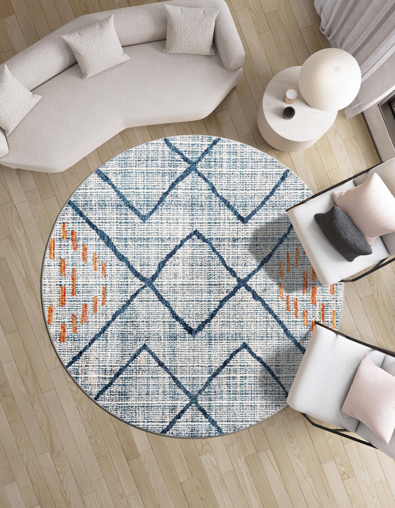 Mediterranea Elegance Collection Area Rug - Taormina Round Blue lifestyle 55