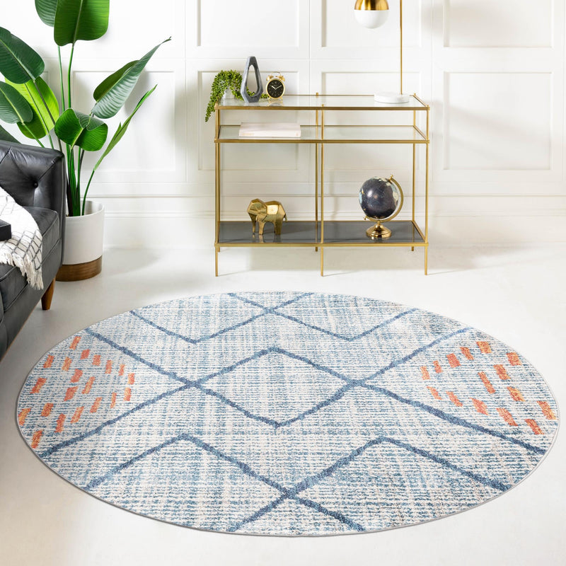 Mediterranea Elegance Collection Area Rug - Taormina Round Blue lifestyle 85