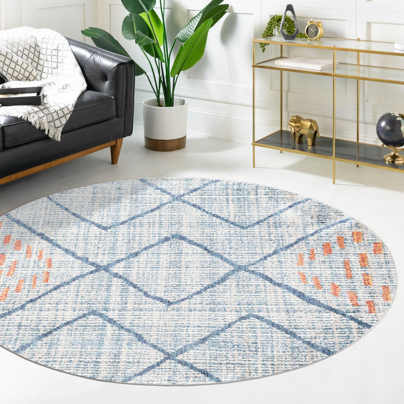 Mediterranea Elegance Collection Area Rug - Taormina Round Blue lifestyle 86