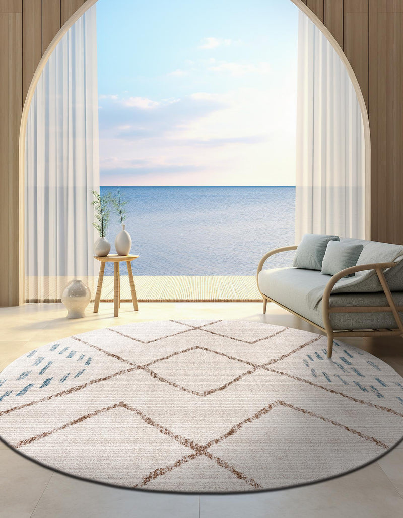 Mediterranea Elegance Collection Area Rug - Taormina Round Ivory lifestyle 42