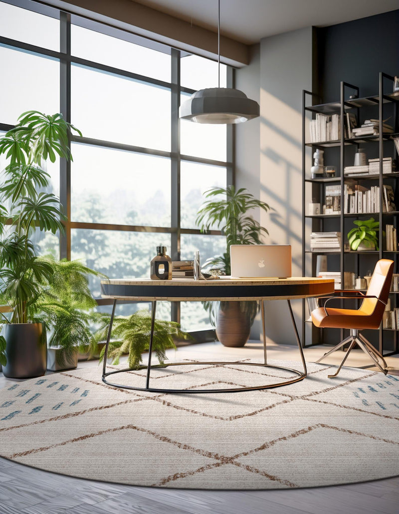 Mediterranea Elegance Collection Area Rug - Taormina Round Ivory lifestyle 46