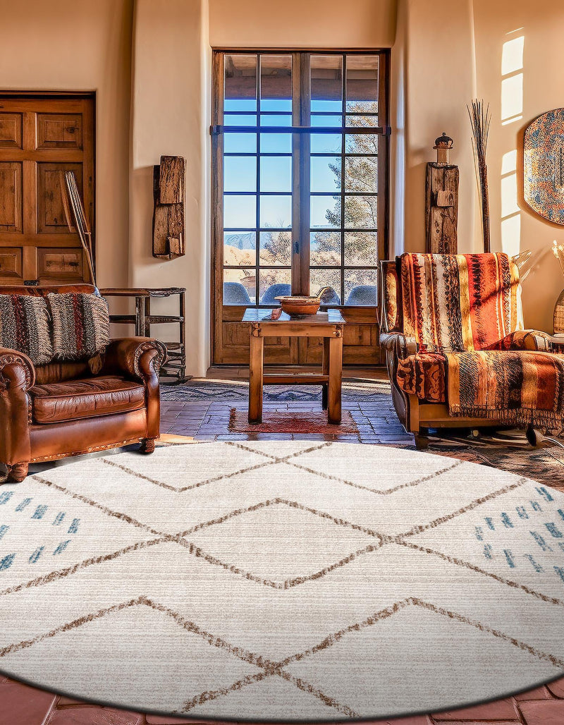 Mediterranea Elegance Collection Area Rug - Taormina Round Ivory lifestyle 54