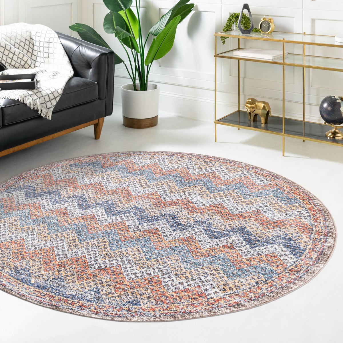 Mediterranea Elegance Collection Area Rug - Rhodes Round Multi lifestyle 34