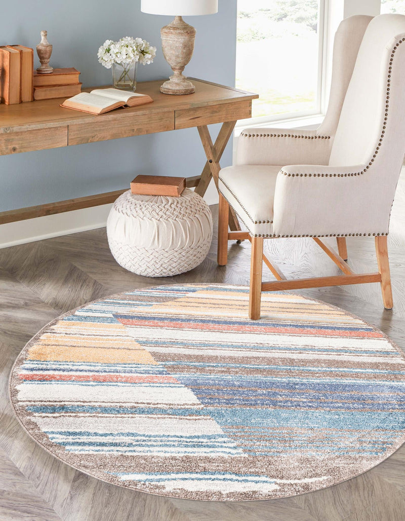 Mediterranea Elegance Collection Area Rug - Corfu Round Multi lifestyle 12