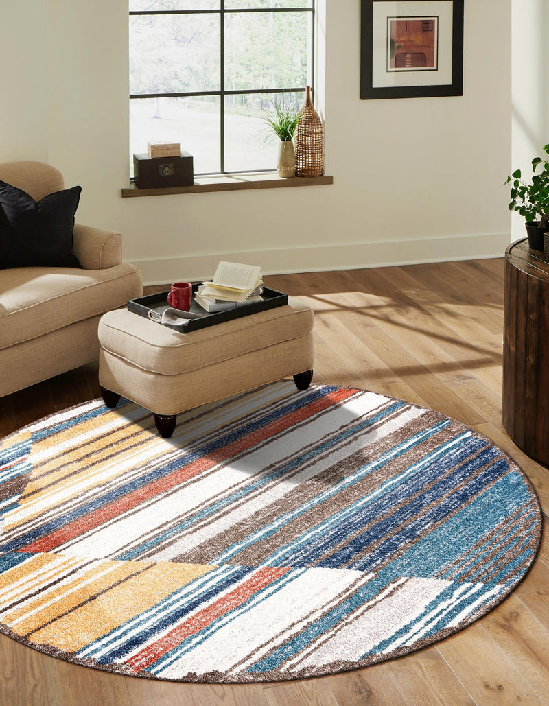 Mediterranea Elegance Collection Area Rug - Corfu Round Multi lifestyle 19