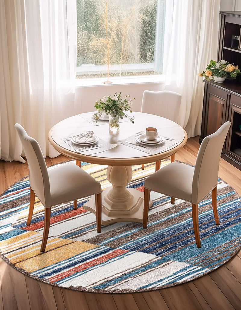 Mediterranea Elegance Collection Area Rug - Corfu Round Multi lifestyle 22