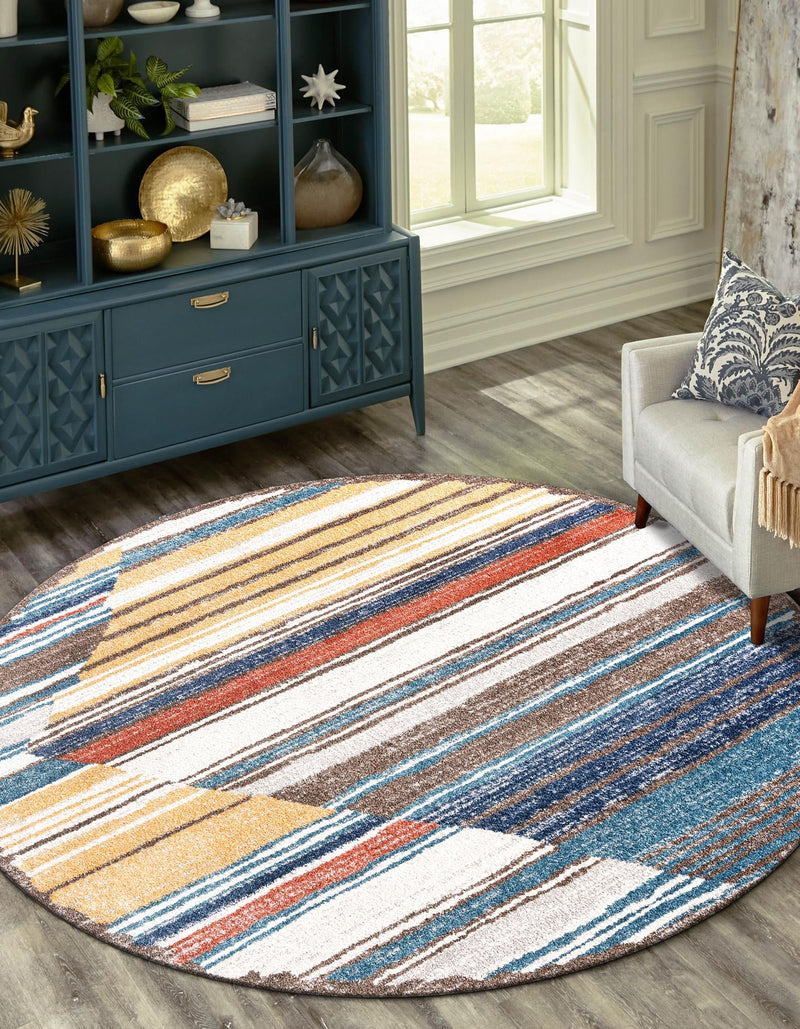 Mediterranea Elegance Collection Area Rug - Corfu Round Multi lifestyle 24