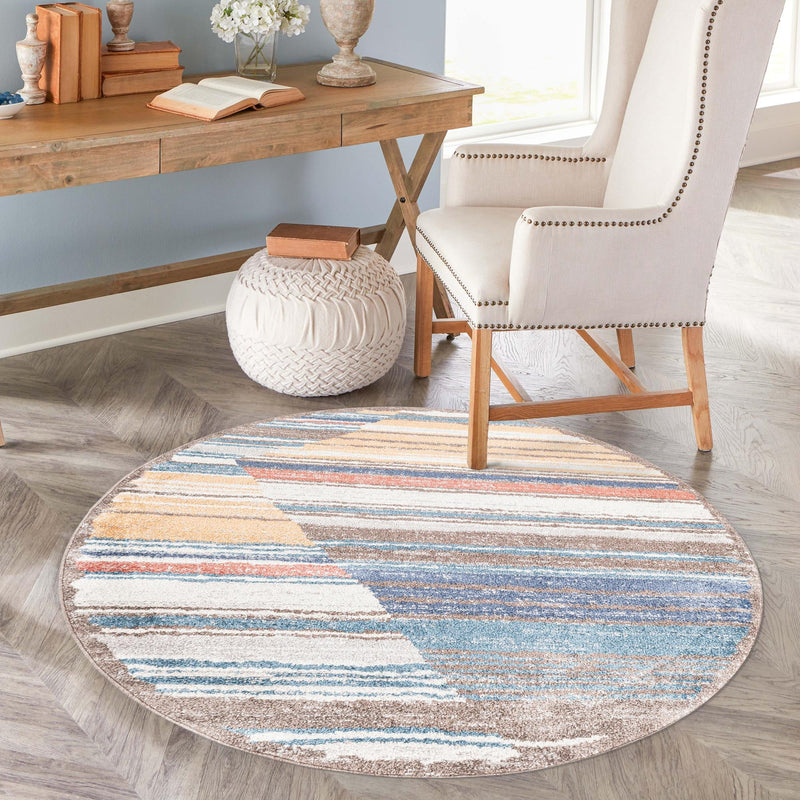Mediterranea Elegance Collection Area Rug - Corfu Round Multi lifestyle 33