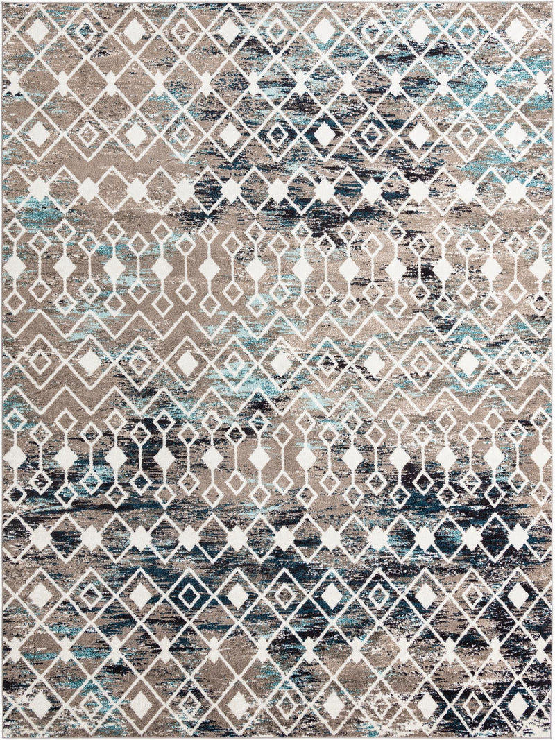 Mediterranean Lattice Collection Area Rug - Santorini (Multi Gray Blue) Rectangle Multi Gray Blue Main