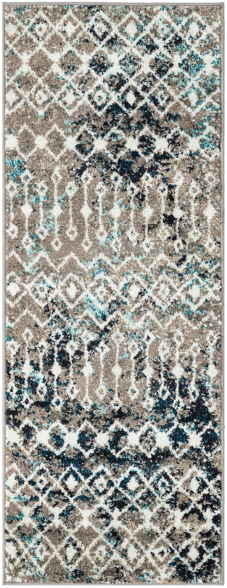 Mediterranean Lattice Collection Area Rug - Santorini (Multi Gray Blue) Runner Multi Gray Blue Main