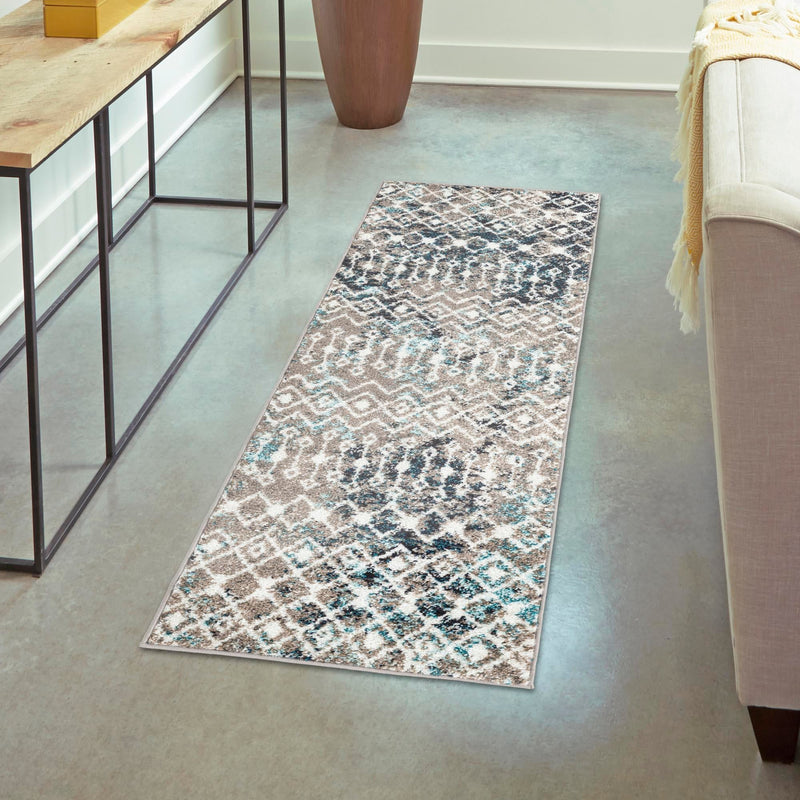 Mediterranean Lattice Collection Area Rug - Santorini (Multi Gray Blue) Runner Multi Gray Blue lifestyle 22