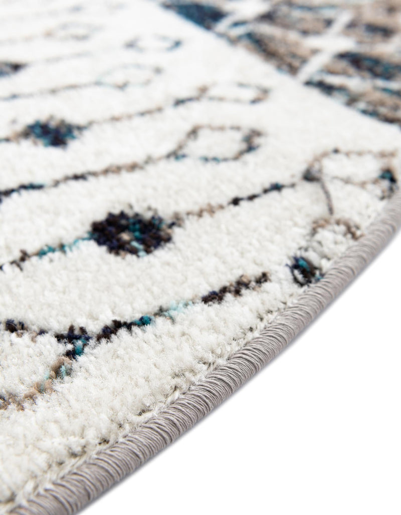 Mediterranean Lattice Collection Area Rug - Casablanca (Ivory Gray Blue) Oval Ivory Gray Blue lifestyle 14