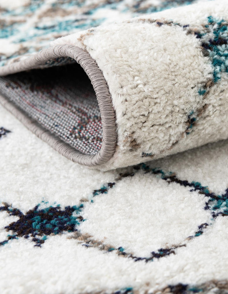 Mediterranean Lattice Collection Area Rug - Casablanca (Ivory Gray Blue) Square Ivory Gray Blue lifestyle 4