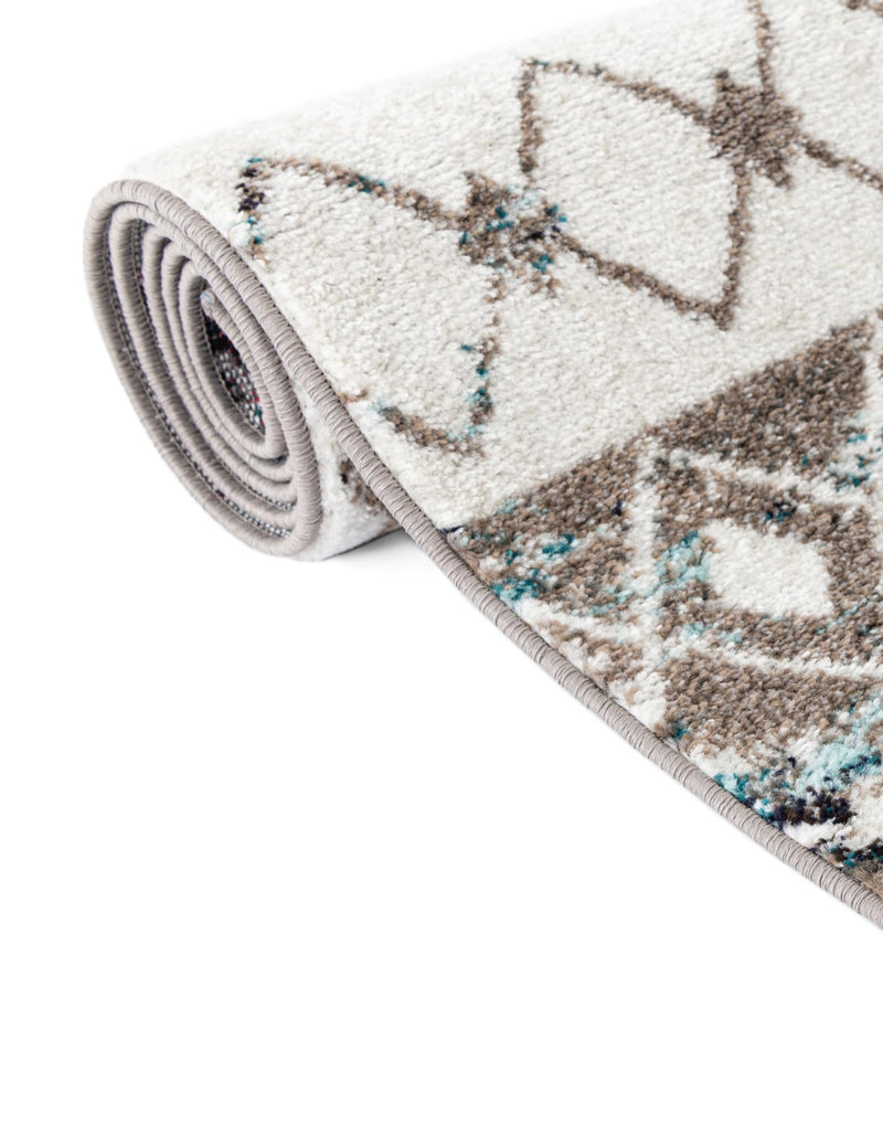 Mediterranean Lattice Collection Area Rug - Casablanca (Ivory Gray Blue) Square Ivory Gray Blue lifestyle 10