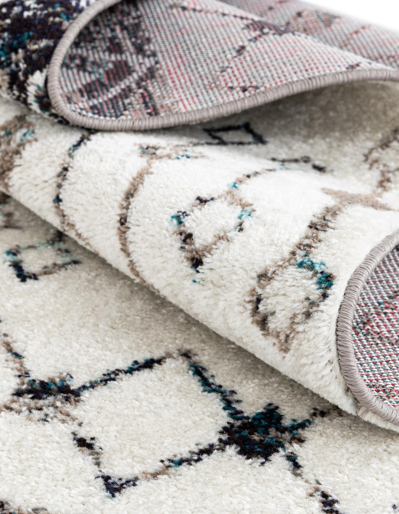 Mediterranean Lattice Collection Area Rug - Casablanca (Ivory Gray Blue) Square Ivory Gray Blue lifestyle 11
