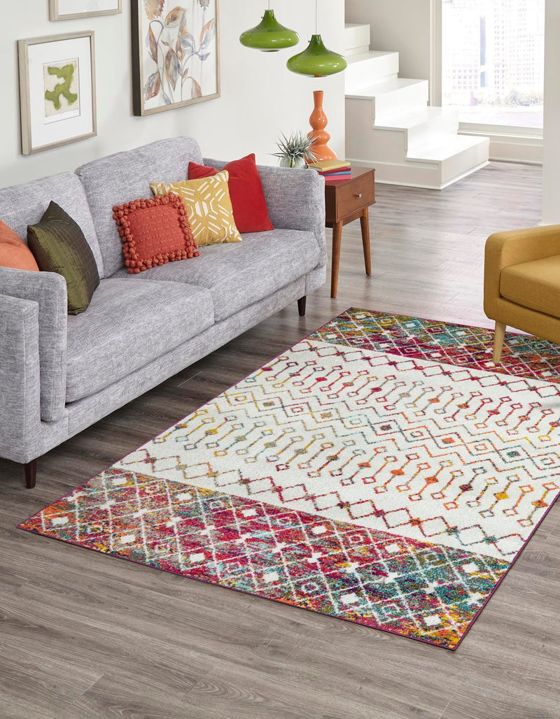 Mediterranean Lattice Collection Area Rug - Casablanca (Ivory Multi) Rectangle Ivory Multi lifestyle 0