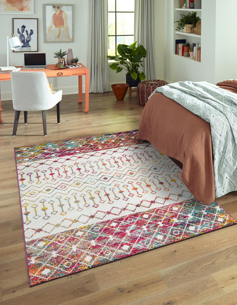 Mediterranean Lattice Collection Area Rug - Casablanca (Ivory Multi) Rectangle Ivory Multi lifestyle 7