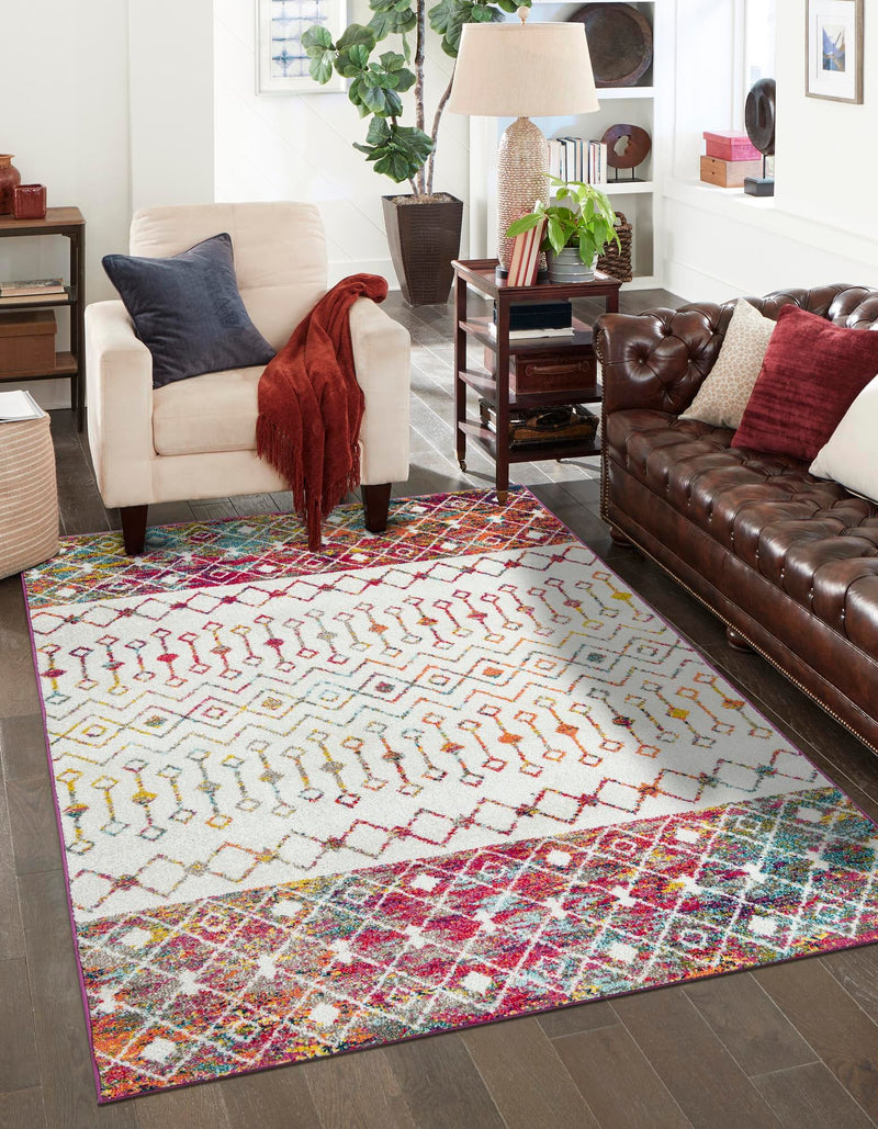 Mediterranean Lattice Collection Area Rug - Casablanca (Ivory Multi) Rectangle Ivory Multi lifestyle 9