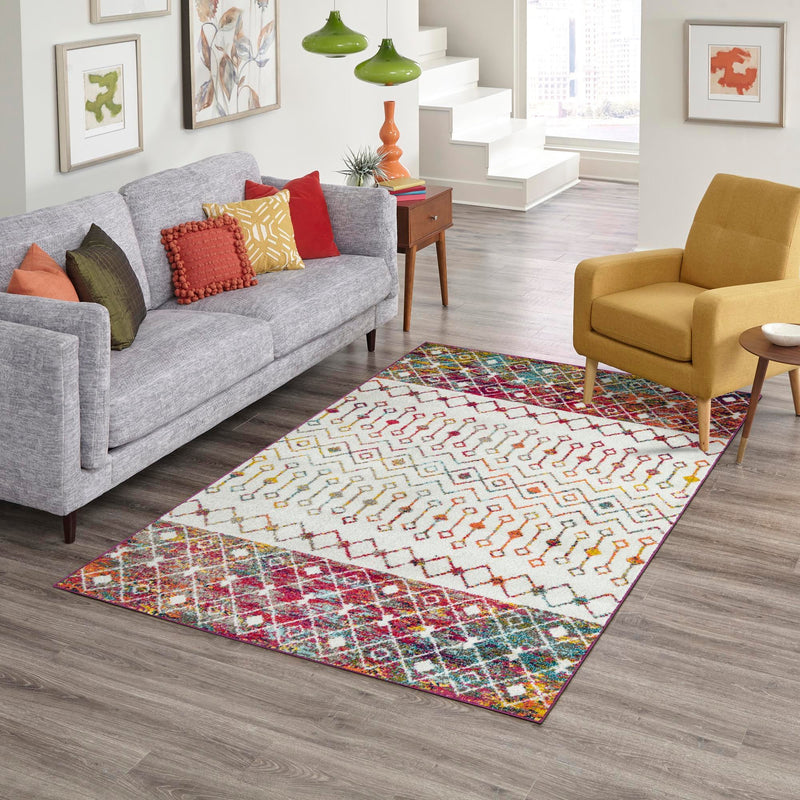 Mediterranean Lattice Collection Area Rug - Casablanca (Ivory Multi) Rectangle Ivory Multi lifestyle 22