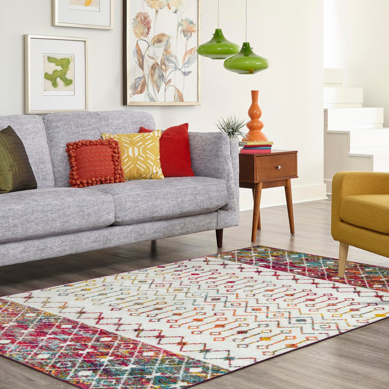 Mediterranean Lattice Collection Area Rug - Casablanca (Ivory Multi) Rectangle Ivory Multi lifestyle 23