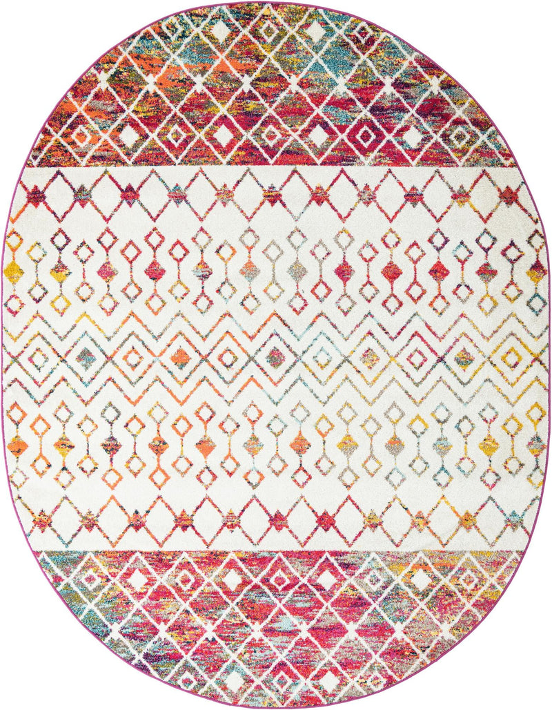 Mediterranean Lattice Collection Area Rug - Casablanca (Ivory Multi) Oval Ivory Multi lifestyle 19