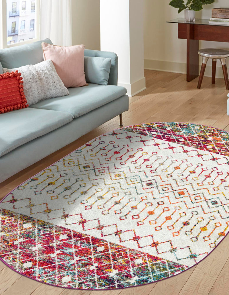 Mediterranean Lattice Collection Area Rug - Casablanca (Ivory Multi) Oval Ivory Multi lifestyle 0