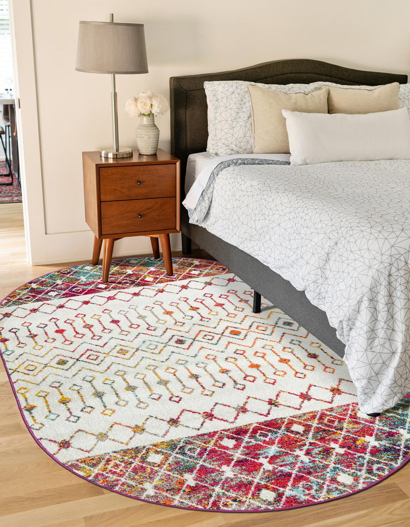Mediterranean Lattice Collection Area Rug - Casablanca (Ivory Multi) Oval Ivory Multi lifestyle 3