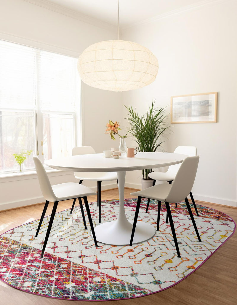 Mediterranean Lattice Collection Area Rug - Casablanca (Ivory Multi) Oval Ivory Multi lifestyle 34