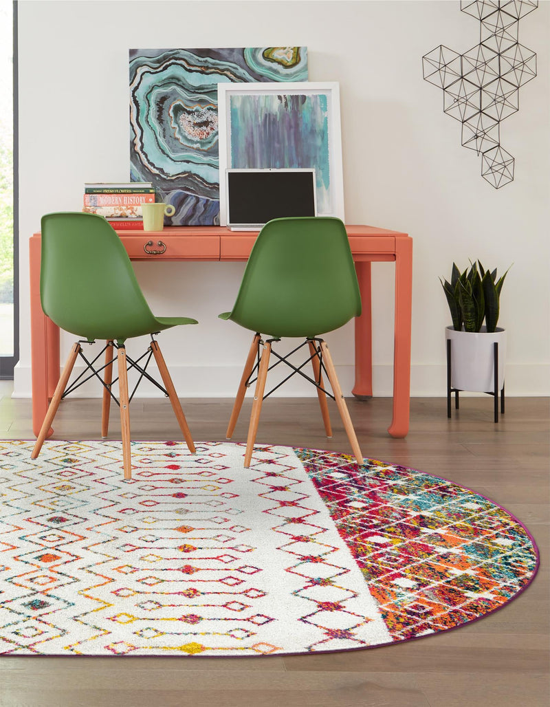 Mediterranean Lattice Collection Area Rug - Casablanca (Ivory Multi) Oval Ivory Multi lifestyle 40