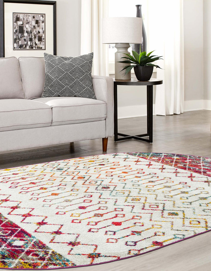 Mediterranean Lattice Collection Area Rug - Casablanca (Ivory Multi) Oval Ivory Multi lifestyle 46
