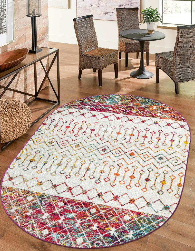 Mediterranean Lattice Collection Area Rug - Casablanca (Ivory Multi) Oval Ivory Multi lifestyle 49
