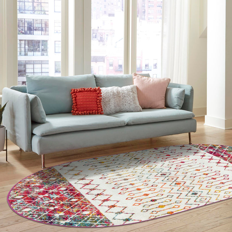 Mediterranean Lattice Collection Area Rug - Casablanca (Ivory Multi) Oval Ivory Multi lifestyle 16